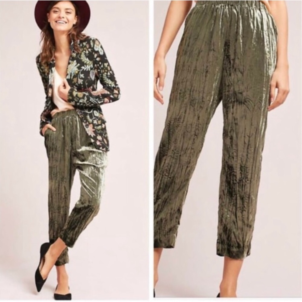 Ett:twa by Anthropologie velvet cropped pants